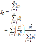 ID = (Σi=1^n pti) / (Σi=1^n p0i) = Σi=1^n (pti / p0i) × (p0i / Σi=1^n p0i)